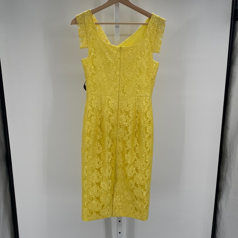 Black Halo Yellow Lace Midi Dress